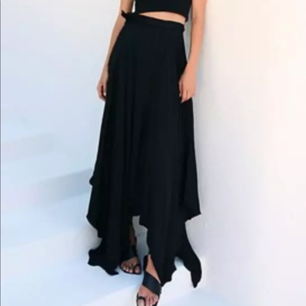 NWT Free People Natalie Wrap Maxi Skirt Black Size XS Z186